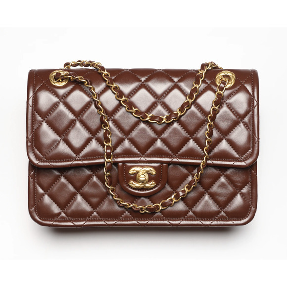 Chanel 24K Sweet Crush Flapbag Dark Brown Large CC Gold Classic Shoulder Bag - Picture 1 of 16